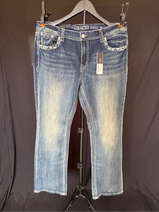 Grace in LA Denim - Grace in LA Women's Blue Boot Cut Jeans with Light Fading